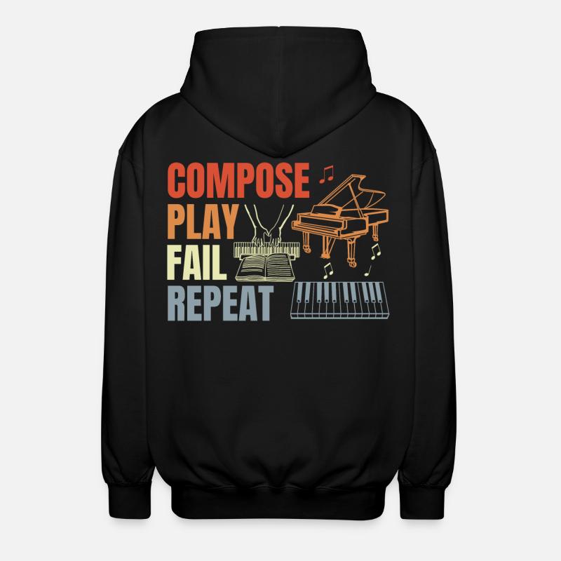 Piano Player Routine - Unisex Hooded Jacket - black