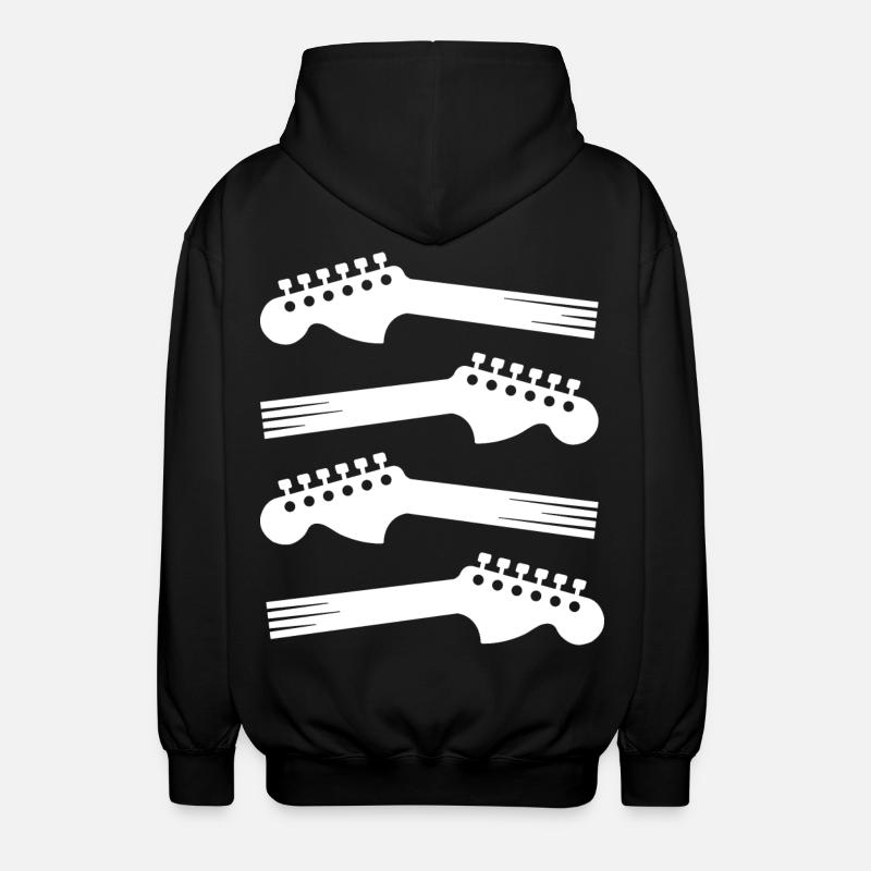 Guitar Headstock Silhouette Pattern - Unisex Hooded Jacket - black