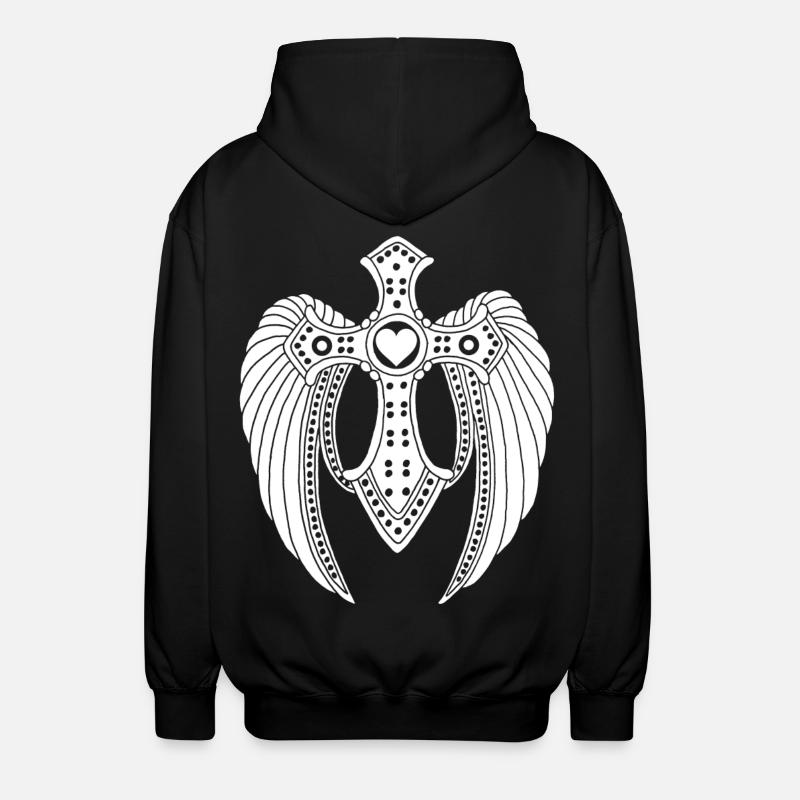 weißer gefallener Engel - Unisex Kapuzenjacke - Schwarz