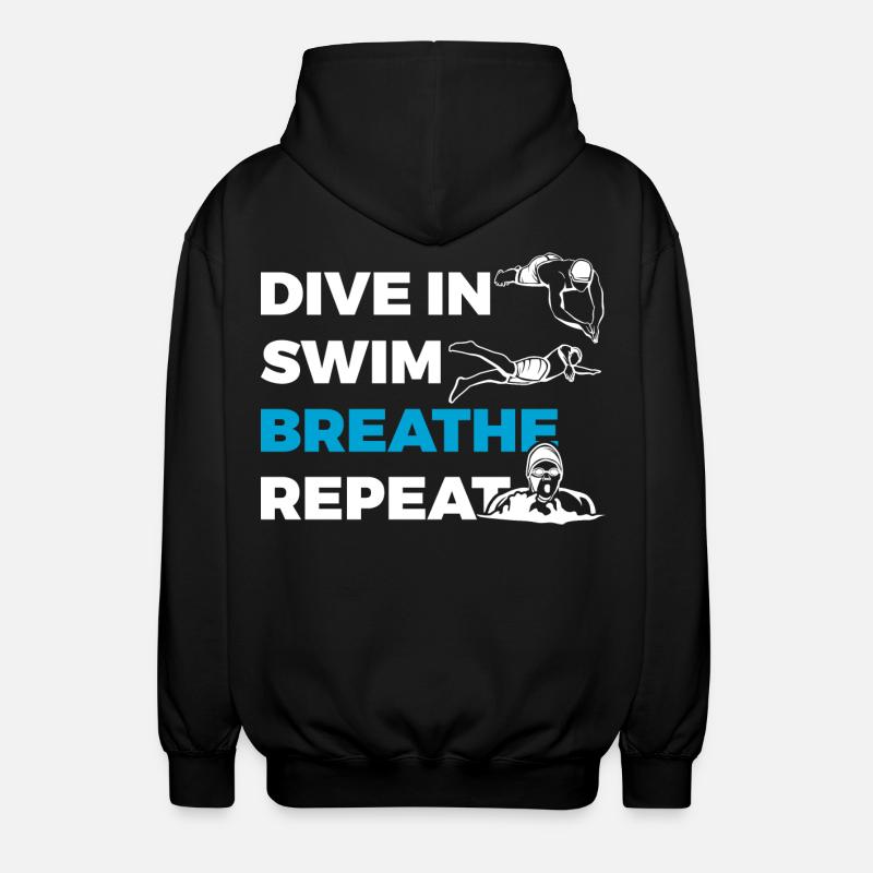 Diving Swimming Breathing Repeating - Unisex Hooded Jacket - black