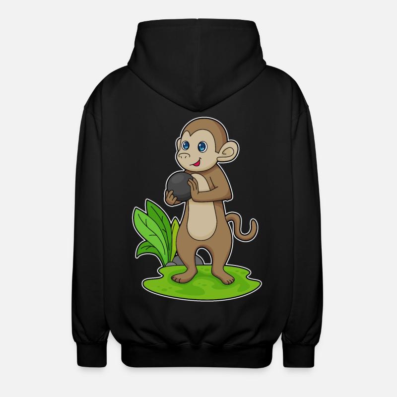 Affe Bowling Bowlingkugel - Unisex Kapuzenjacke - Schwarz