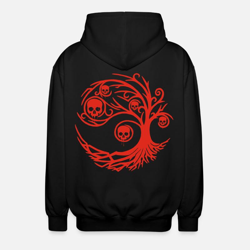 Roter Baum mit Totenköpfen - Unisex Kapuzenjacke - Schwarz