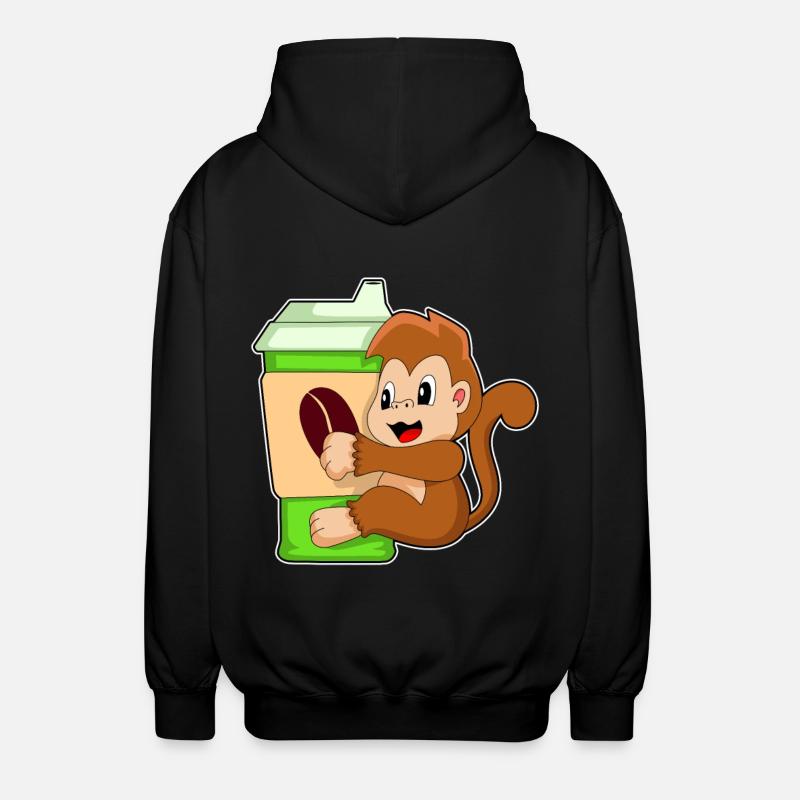 Affe Kaffee Becher - Unisex Kapuzenjacke - Schwarz