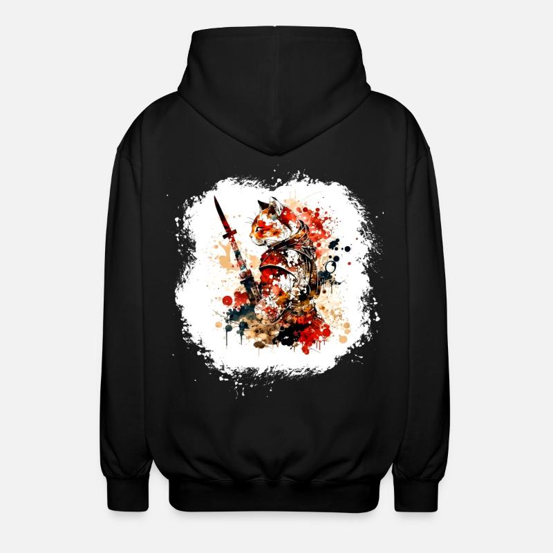 Chat Samouraï Rouge Noir - Veste à capuche unisexe - noir
