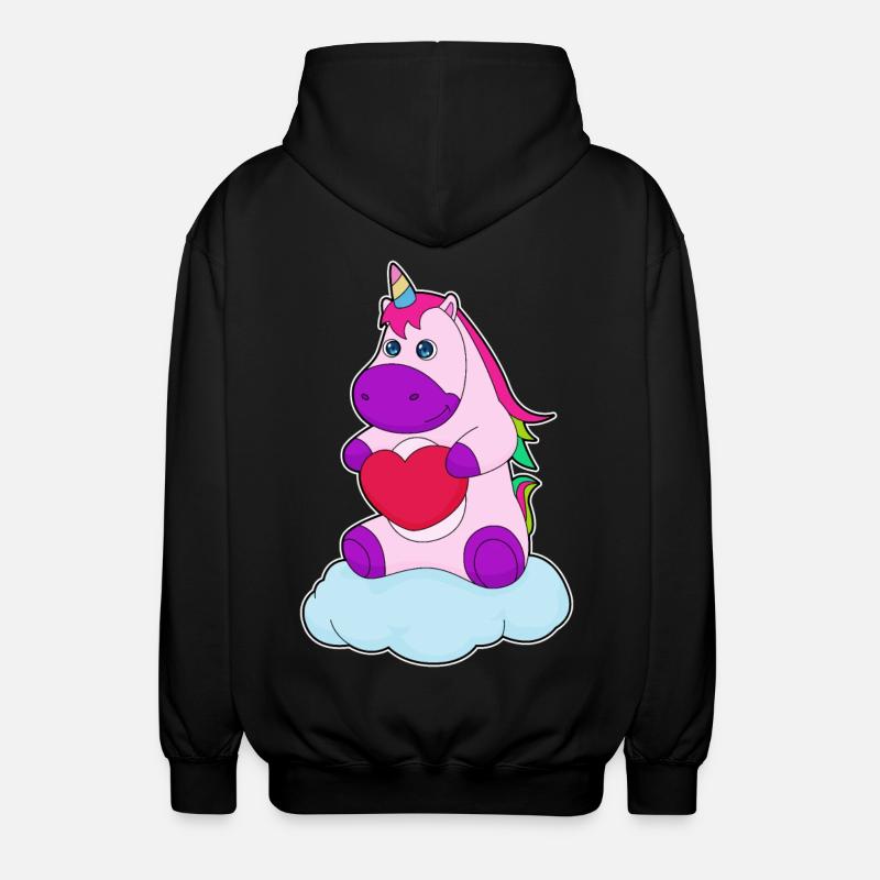 Einhorn Herz - Unisex Kapuzenjacke - Schwarz