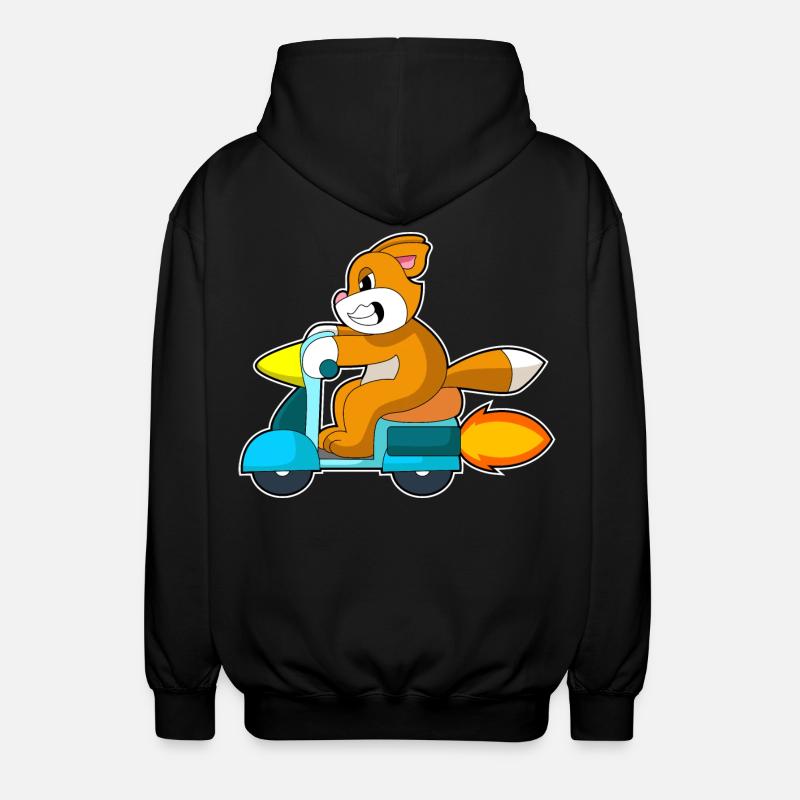 Katze Motorroller - Unisex Kapuzenjacke - Schwarz