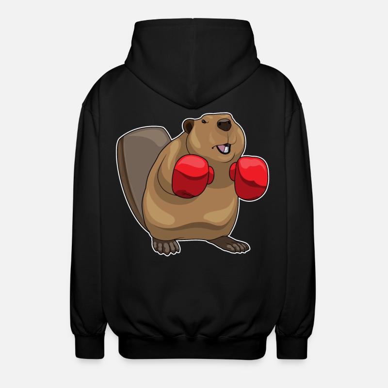 Biber Boxer Boxhandschuhe Boxen - Unisex Kapuzenjacke - Schwarz