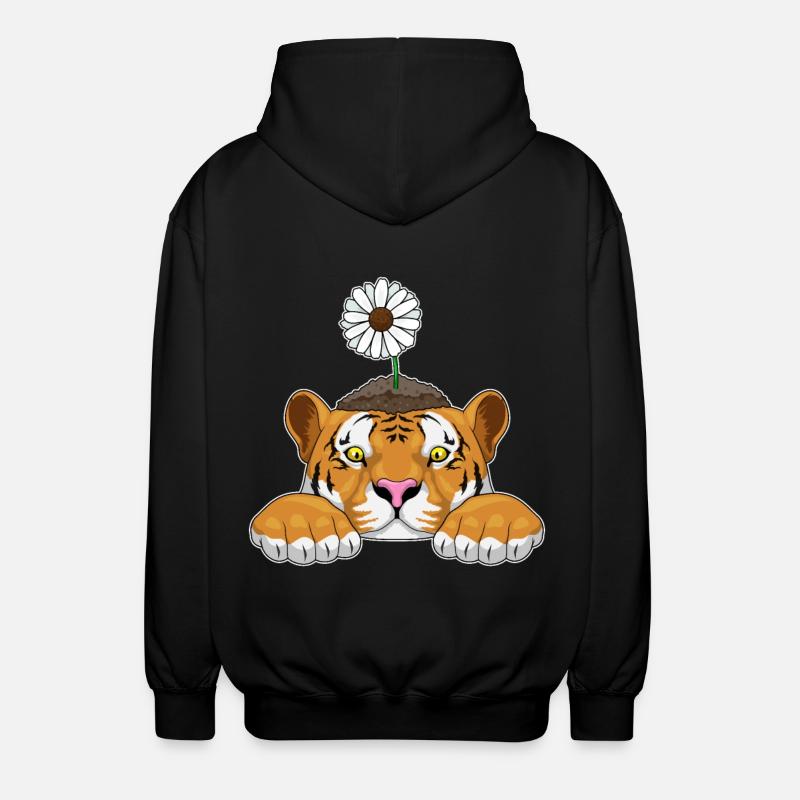 Tiger Gänseblümchen - Unisex Kapuzenjacke - Schwarz