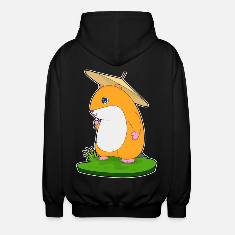 Hamster Regen Regenschirm - Unisex Kapuzenjacke - Schwarz