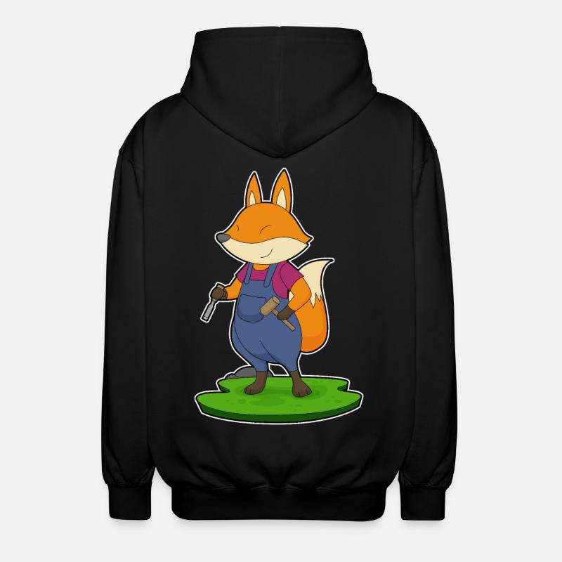 Fuchs Handwerker Hammer Meißel - Unisex Kapuzenjacke - Schwarz