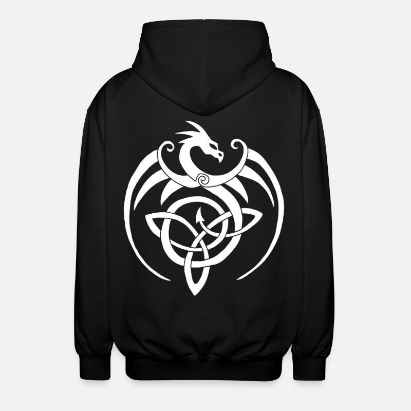 Weißer Drache und keltisches Symbol - Unisex Kapuzenjacke - Schwarz