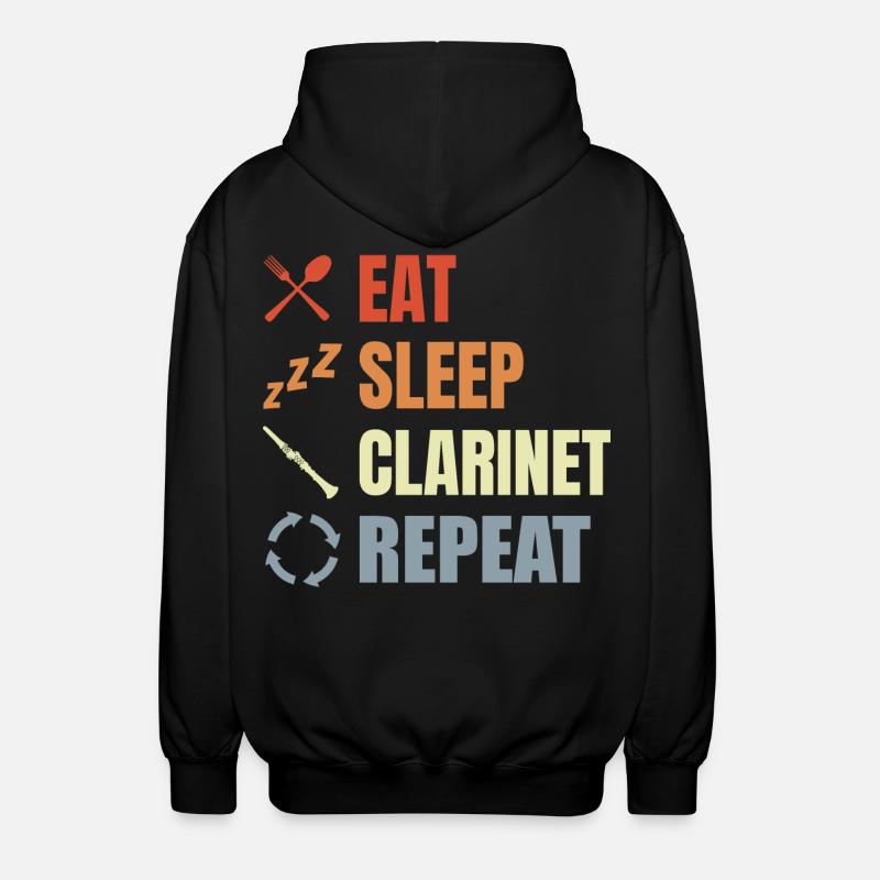 Manger Sommeil Clarinette Répéter - Veste à capuche unisexe - noir