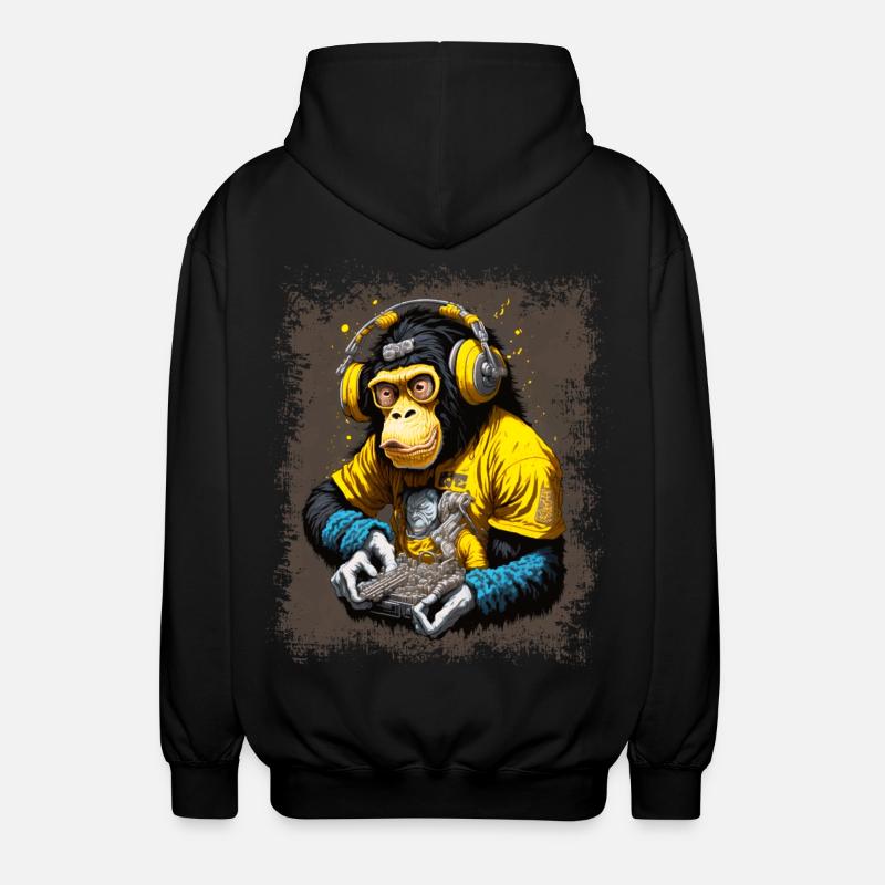 DJ Monkey - Unisex Hooded Jacket - black