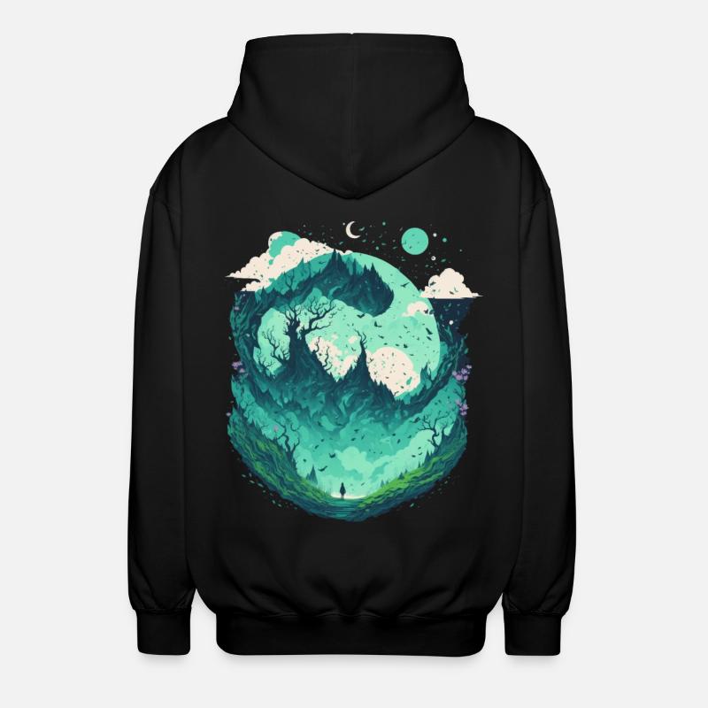 Fantasie Wunderland Märchenwald - Unisex Kapuzenjacke - Schwarz