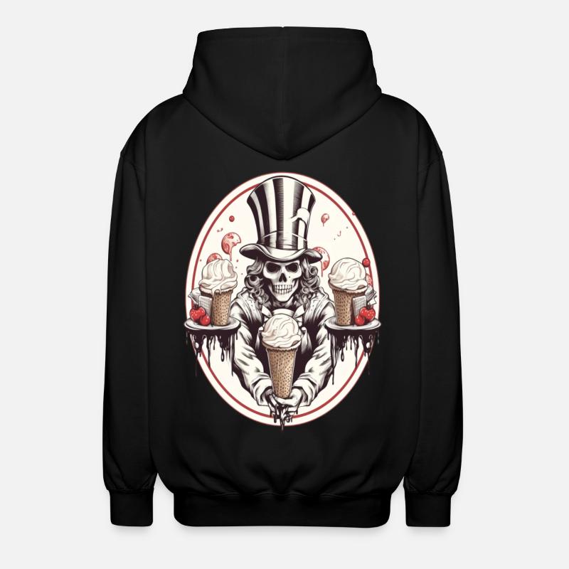 Skull mit Eiswaffel und Zylinderhut - Unisex Hooded Jacket - black