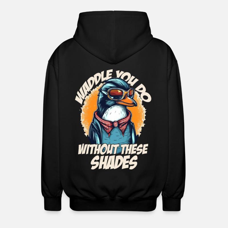Cool styled penguin with sunglasses - Unisex Hooded Jacket - black