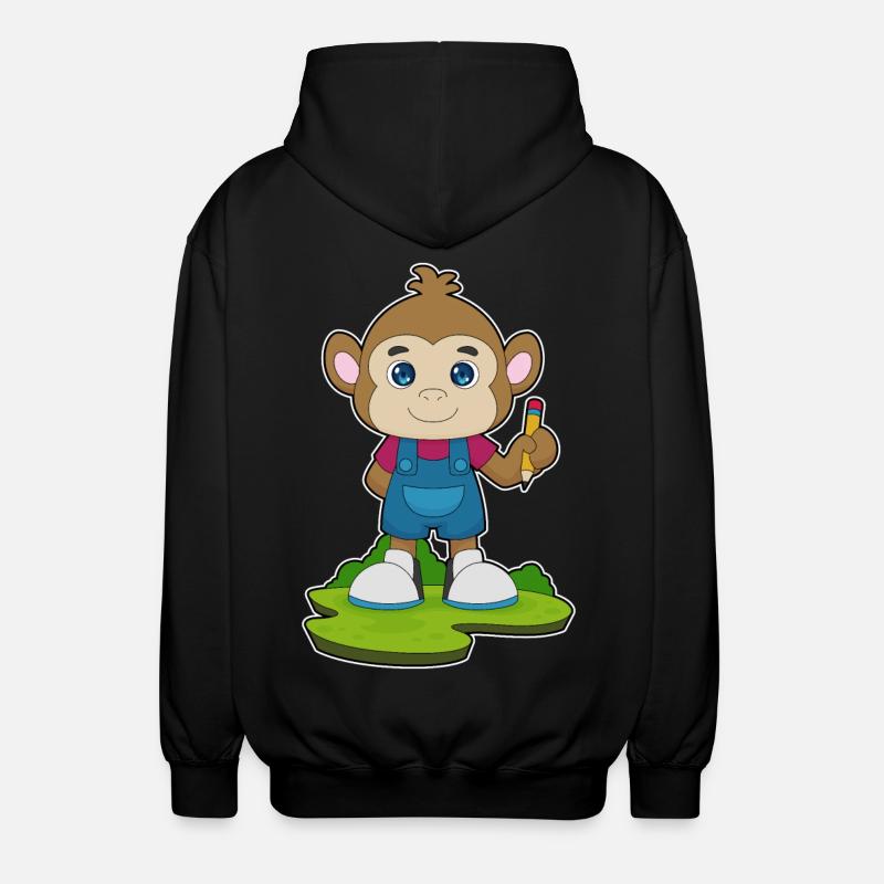 École Monkey Pencil - Veste à capuche unisexe - noir
