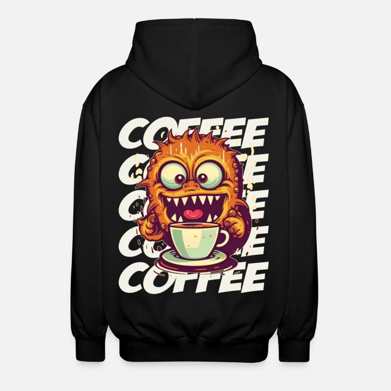 Kaffeemonster mit Schriftzug - Unisex Kapuzenjacke - Schwarz