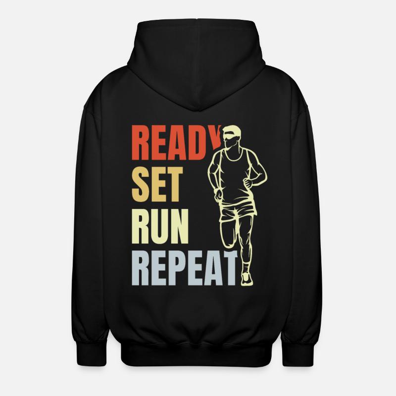 Ready Set Run Repeat - Unisex Kapuzenjacke - Schwarz