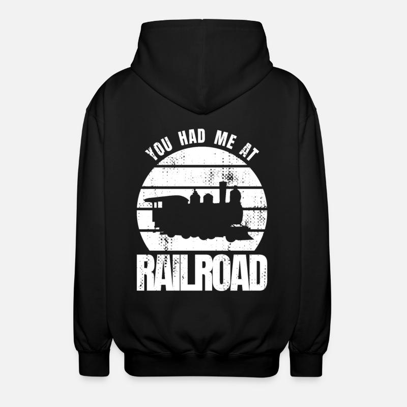 Du hattest mich bei Eisenbahn - Unisex Kapuzenjacke - Schwarz