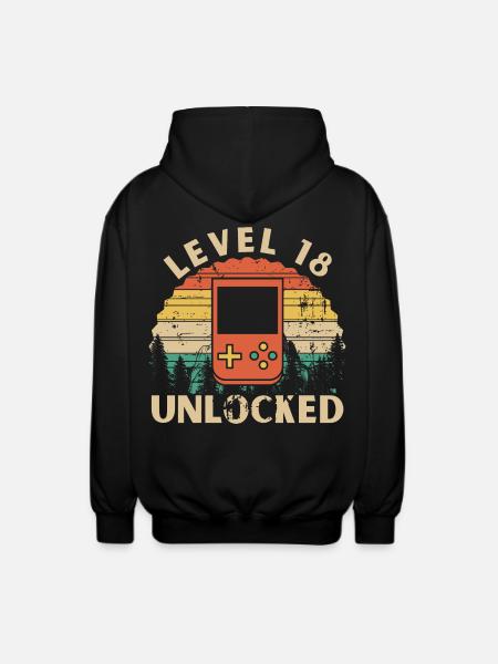 Level 18 Unlocked - Unisex Hooded Jacket - black
