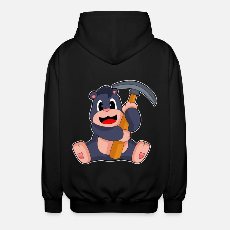 Maulwurf Bergarbeiter Spitzhacke - Unisex Kapuzenjacke - Schwarz
