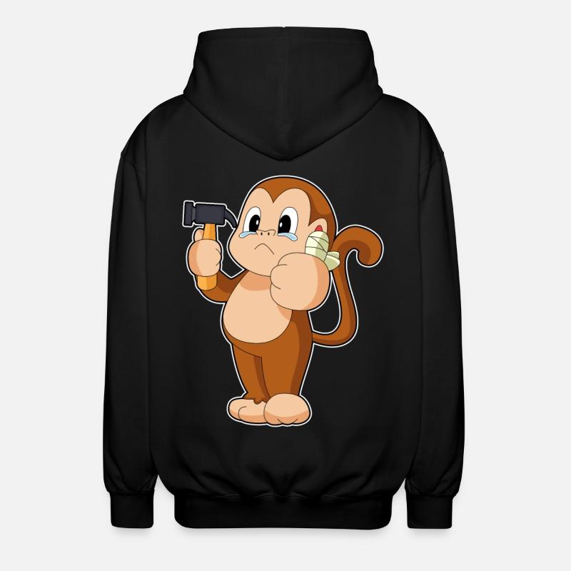 Affe Handwerker Hammer - Unisex Kapuzenjacke - Schwarz