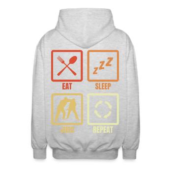 Eat Sleep Judo Repeat - Unisex Kapuzenjacke - Hellgrau meliert - Hinten - AI Model Male 185 light (185cm)