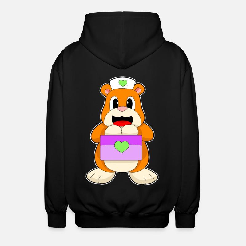 Hamster Krankenschwester Box - Unisex Kapuzenjacke - Schwarz