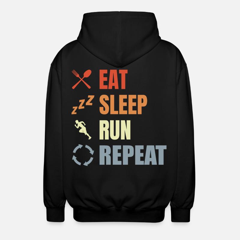 Manger, dormir, courir, répéter - Veste à capuche unisexe - noir
