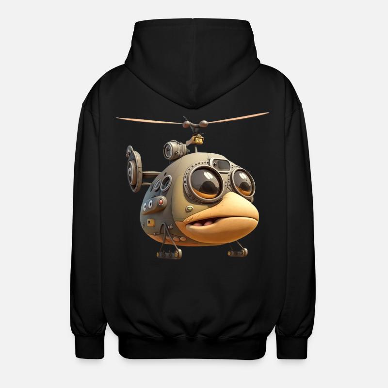 Comic Hubschrauber - Unisex Kapuzenjacke - Schwarz