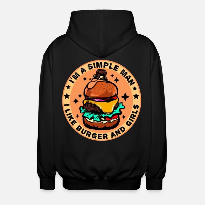 Burger Cheeseburger liebe - einfacher Mann - Unisex Kapuzenjacke - Schwarz