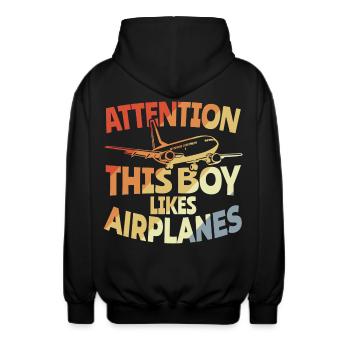 Ce garçon aime les avions - Veste à capuche unisexe - noir - Dos - AI Model Male 185 light (185cm)