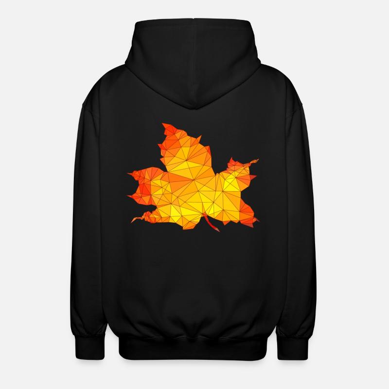 Polygonal Automne Érable Feuille Poly Art - Veste à capuche unisexe - noir