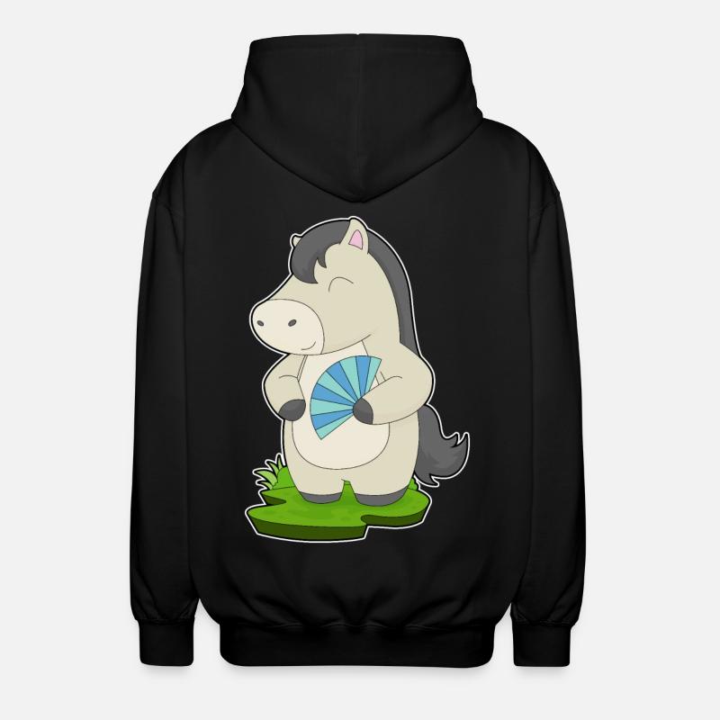 Pferd Handventilator - Unisex Kapuzenjacke - Schwarz