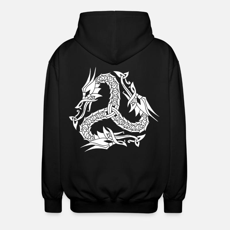 Celtic White Hydra - Unisex Hooded Jacket - black