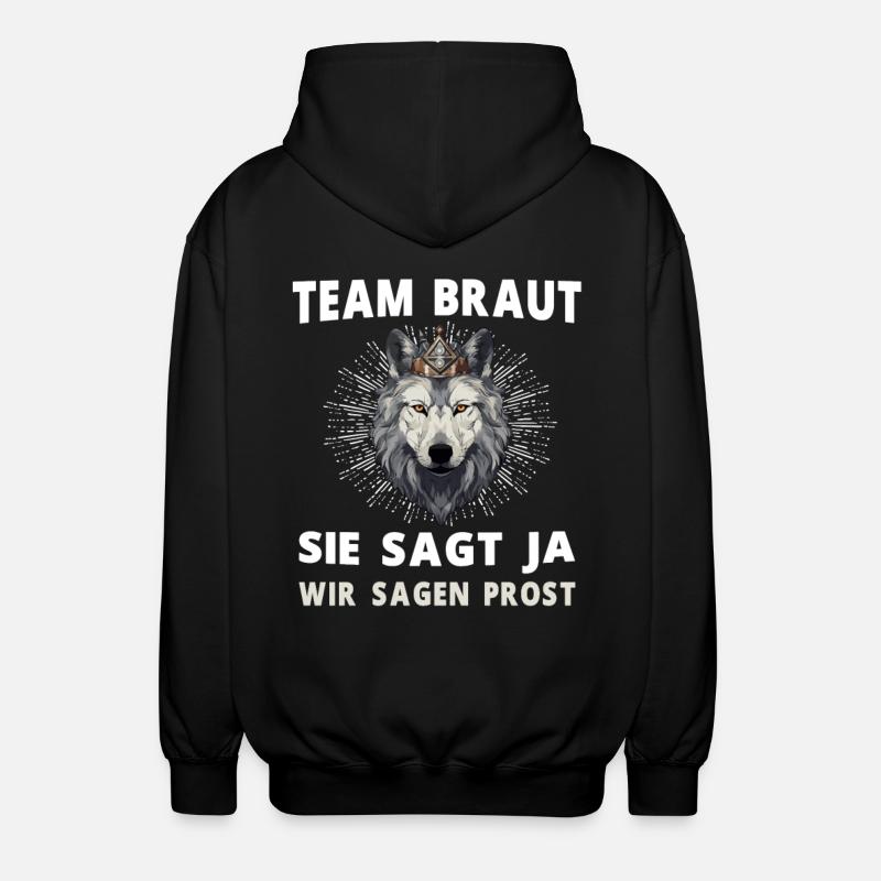 Hochzeit Junggesellenabschied Wolf Braut Bräutigam - Unisex Kapuzenjacke - Schwarz