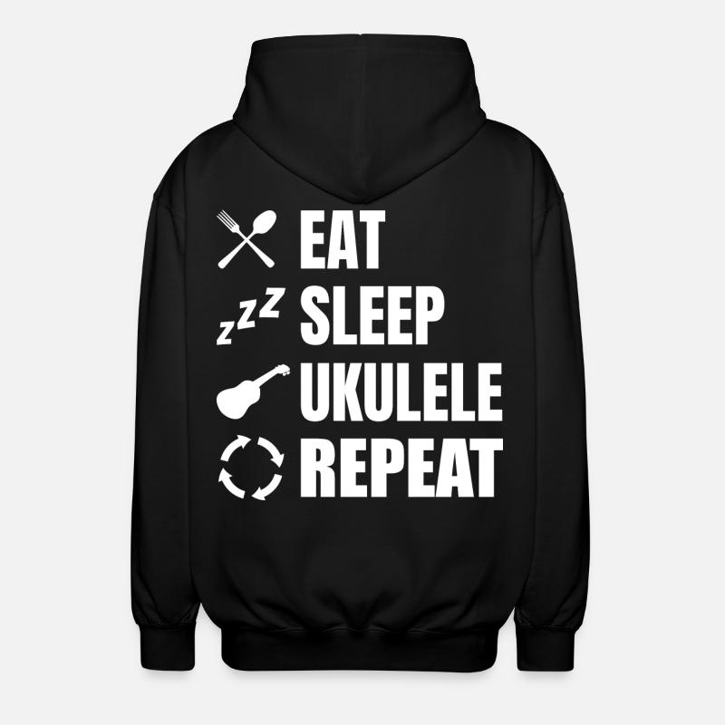 Eat Sleep Ukulele Repeat - Unisex Hooded Jacket - black