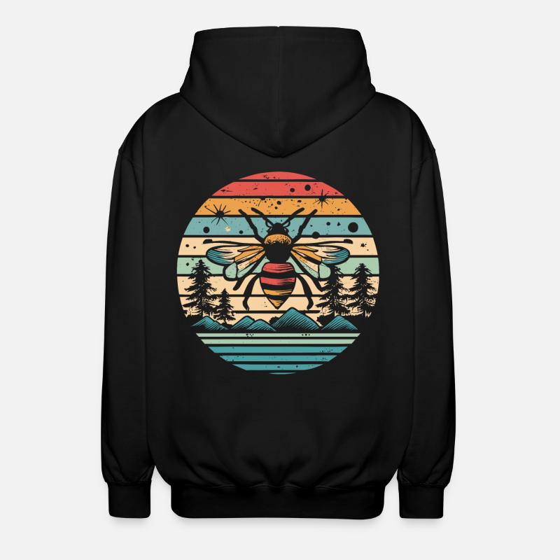 Abeille rétro coucher de soleil - Veste à capuche unisexe - noir