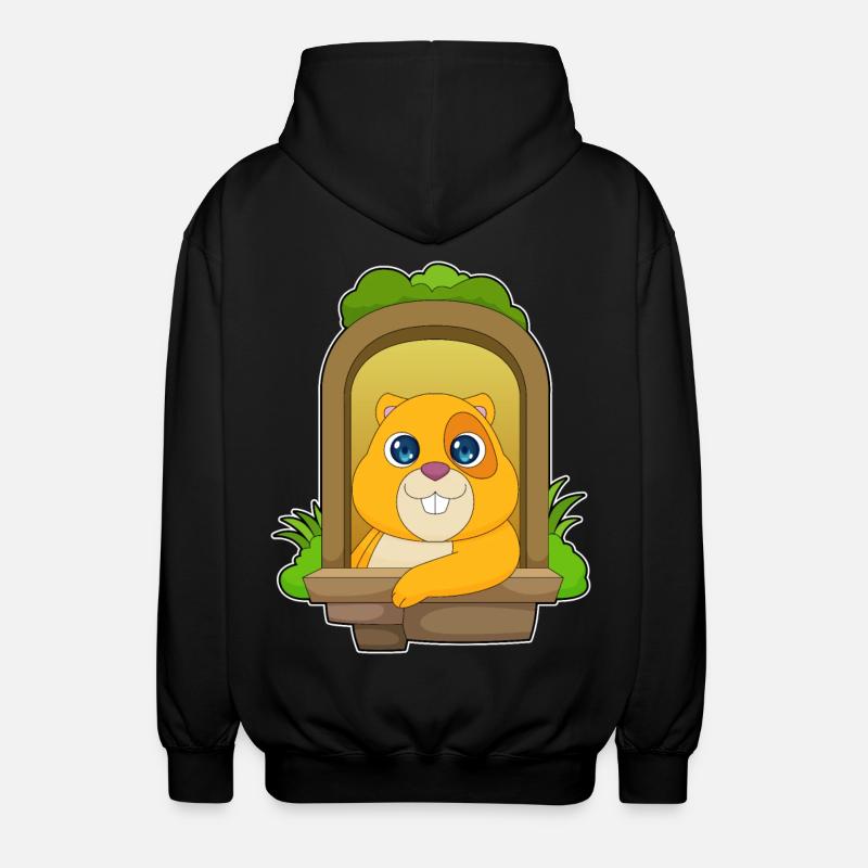 Hamster regarde par la fenêtre - Veste à capuche unisexe - noir