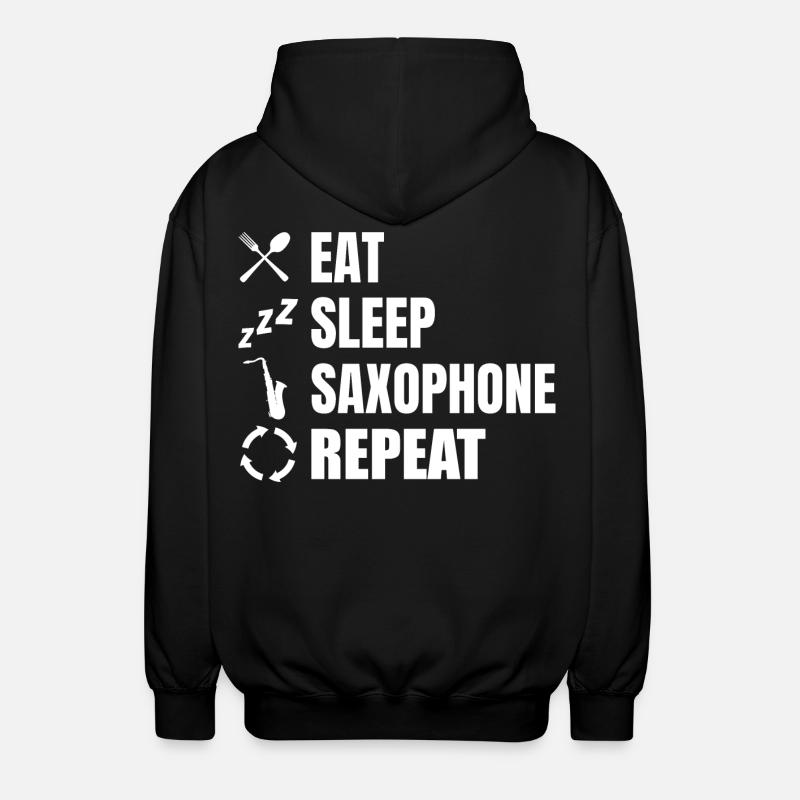 Eat Sleep Saxophone Repeat - Unisex Hooded Jacket - black