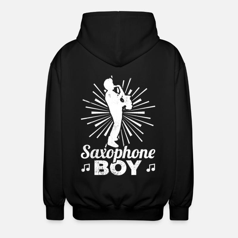 Saxophon Junge - Unisex Kapuzenjacke - Schwarz