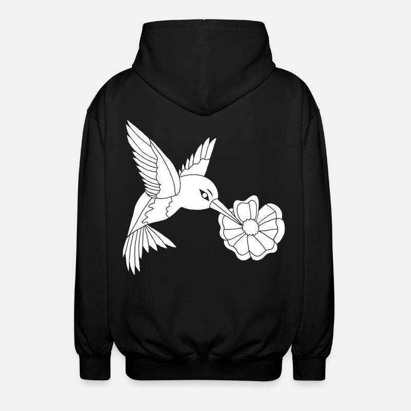 White Foraging Bird - Unisex Hooded Jacket - black