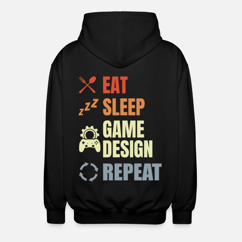 Eat Sleep Game Design Repeat - Unisex Kapuzenjacke - Schwarz
