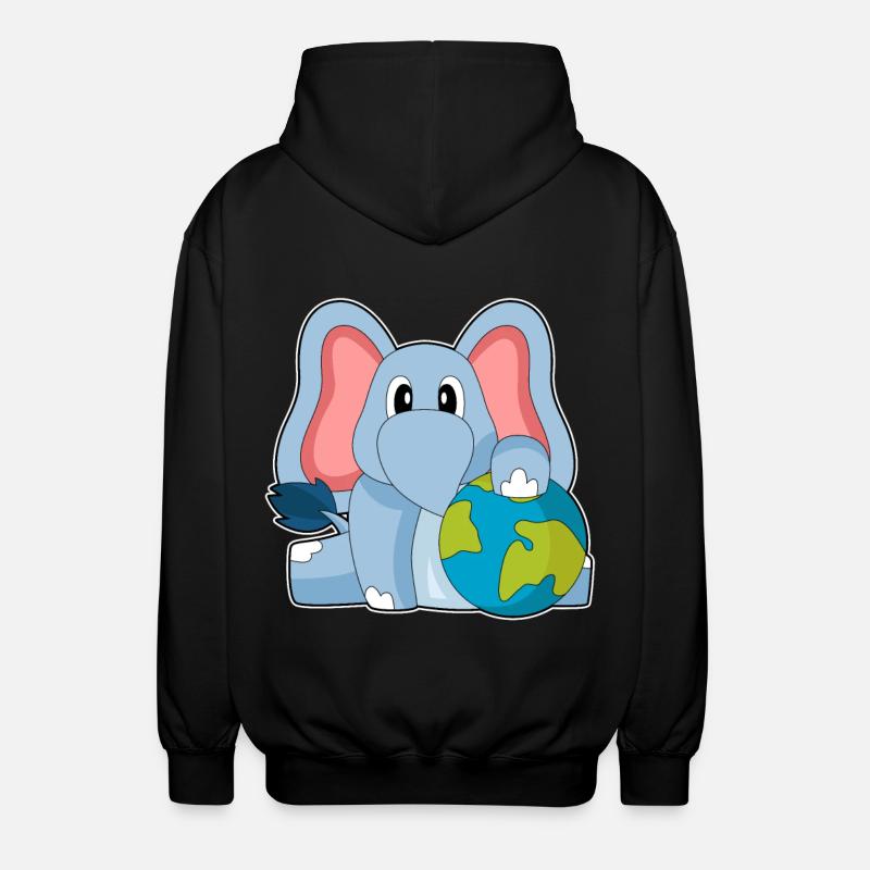 Elefant Erde - Unisex Kapuzenjacke - Schwarz