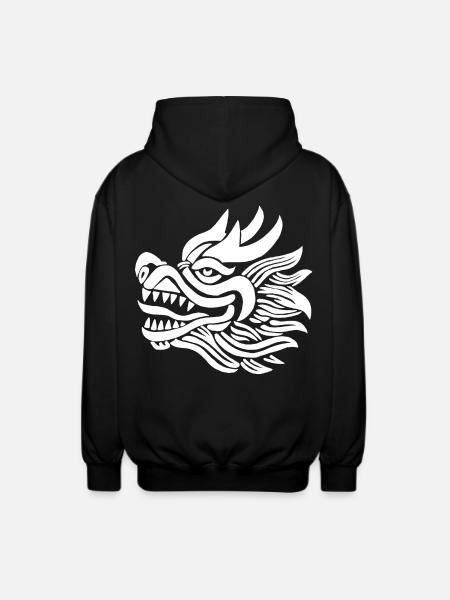 Chinese Dragon Head (White) - Unisex Hooded Jacket - black