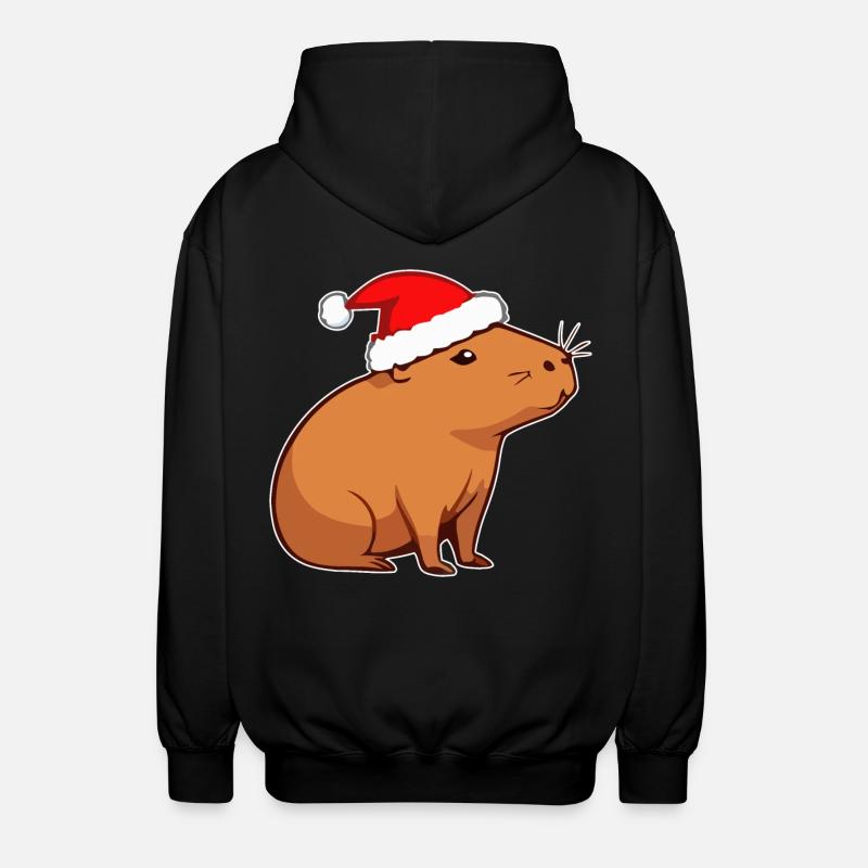 Capybara Christmas - Unisex Hooded Jacket - black