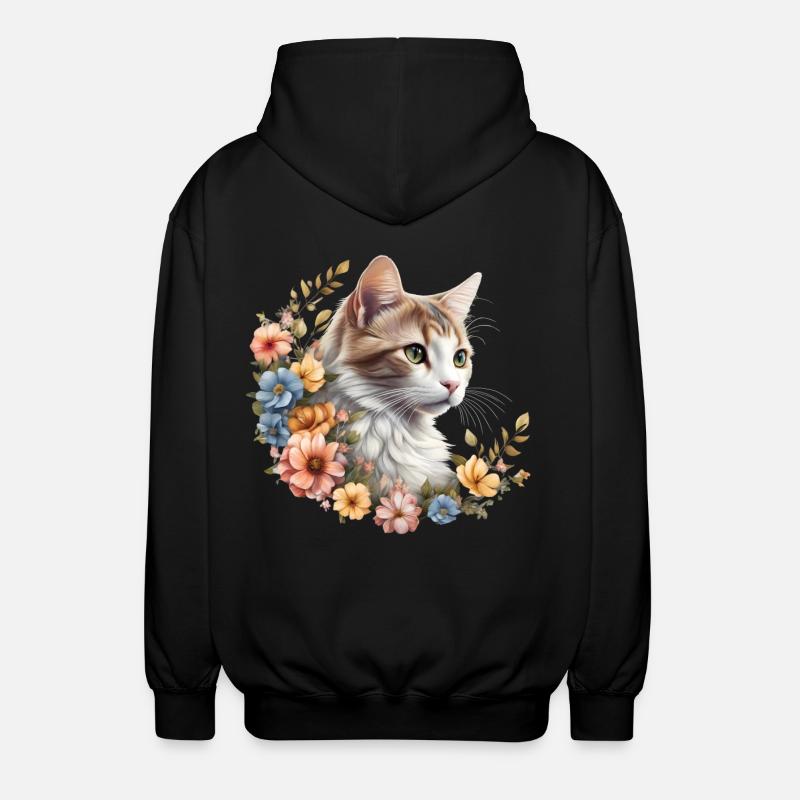 Blütenpracht Samtpfote - Unisex Kapuzenjacke - Schwarz