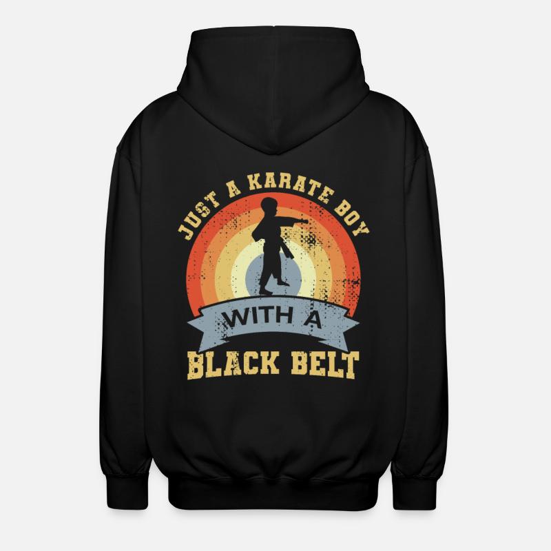 Karate Junge mit schwarzem Gürtel - Unisex Kapuzenjacke - Schwarz