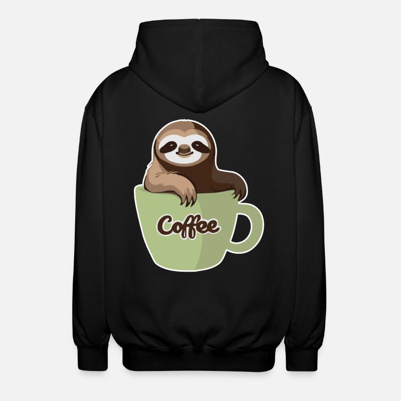 Sloth in a coffee cup - Unisex Hooded Jacket - black